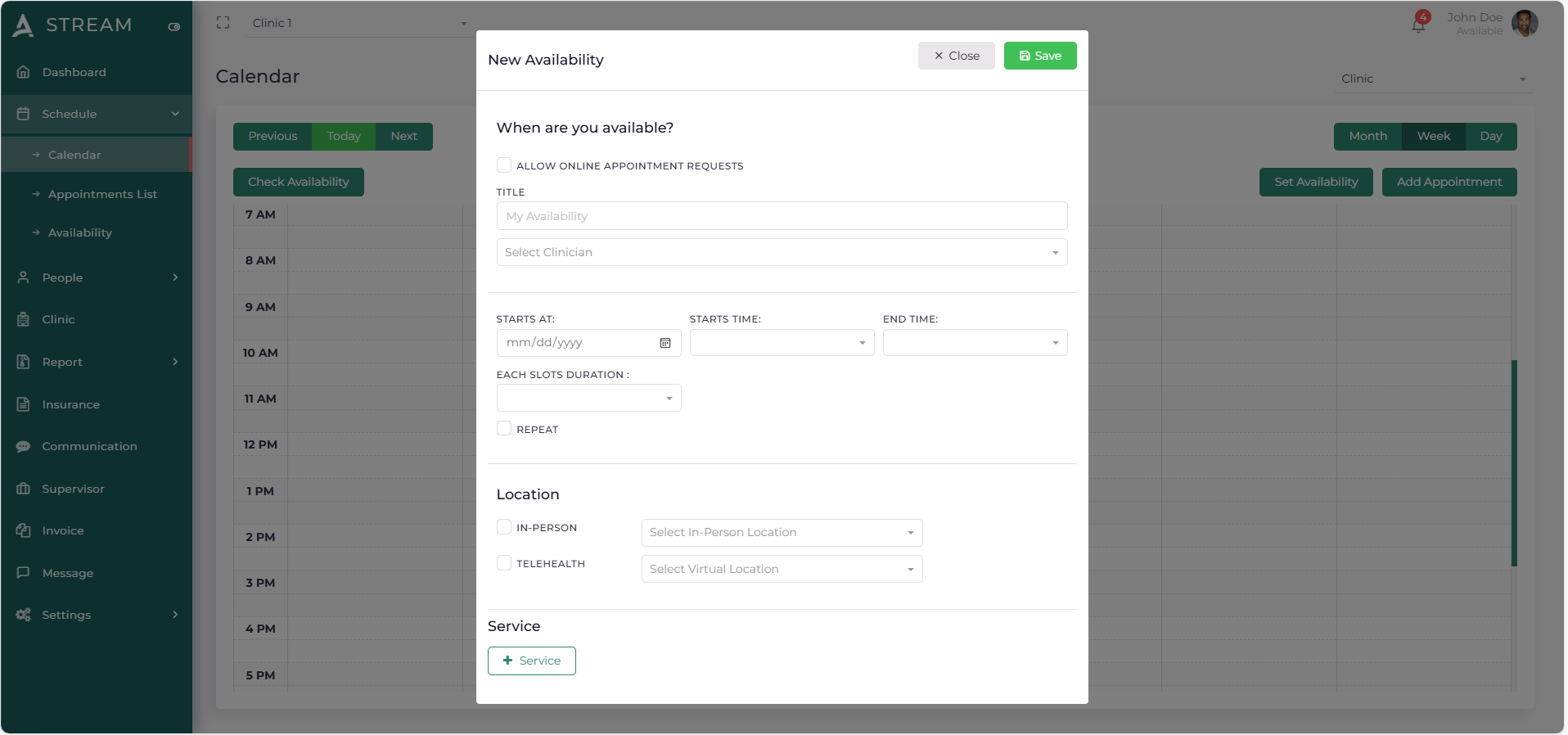 Smart Calendar and Clinician Scheduling